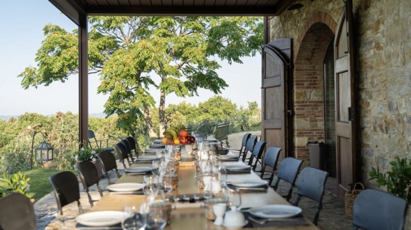 Al fresco dining area at luxury villa in Chianti Tuscany